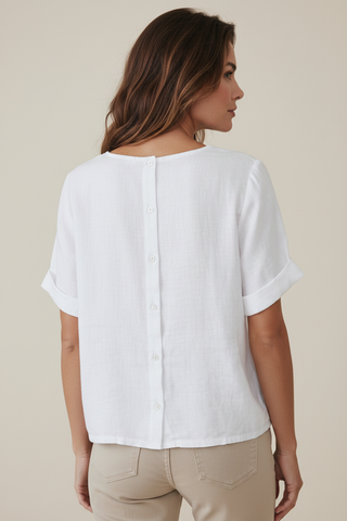 White Button-Back Top – Portrait