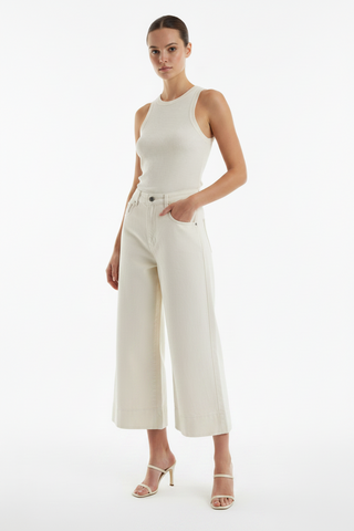 White culottes on model