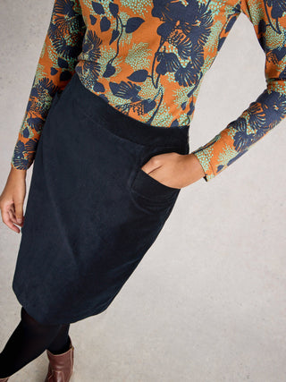 White Stuff Coral Velvet Knee Length Skirt