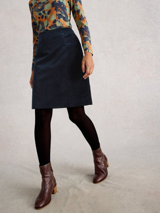 White Stuff Coral Velvet Knee Length Skirt