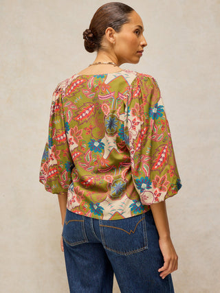 White Stuff Matilda V Neck Wide Sleeve Top
