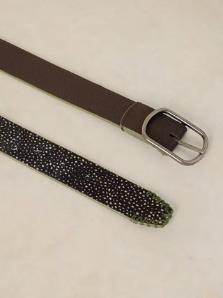 White Stuff Animal Print Reversible Leather Belt