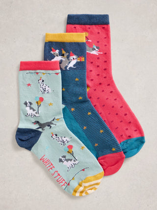 White Stuff 3 Pack Party Dog Socks