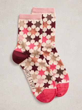 White Stuff Pattern Ankle Socks