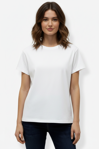 White T-shirt tucked into jeans