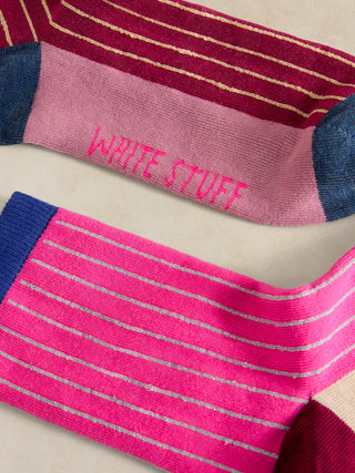White Stuff 2 Pack Colourblock Rib Ankle Socks