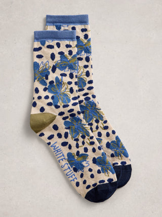 White Stuff Printed Floral Ankle Sock