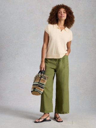 White Stuff Ginni Linen Polo T-Shirt