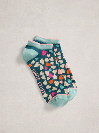 White Stuff Heart Print Trainer Sock