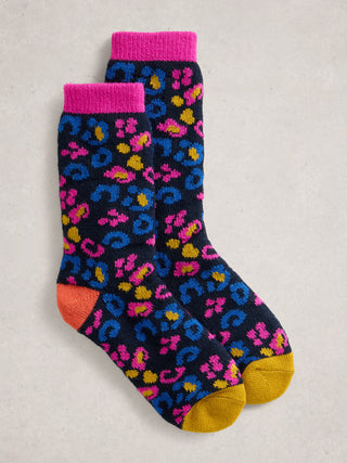 White Stuff Leopard Camo Cabin Socks