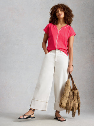 White Stuff Nelly Plain Embroidered T-Shirt