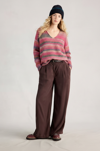 Pink V-Neck Jumper on Model