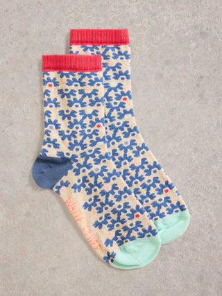 White Stuff Squiggle Flower Ankle Socks