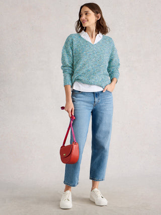 White Stuff Texture V-Neck Jumper