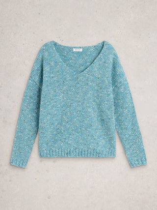 White Stuff Texture V-Neck Jumper