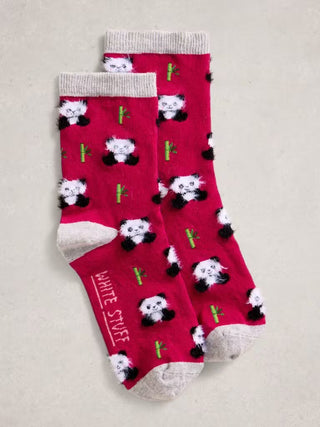 White Stuff Pink Fluffy Panda Ankle Sock