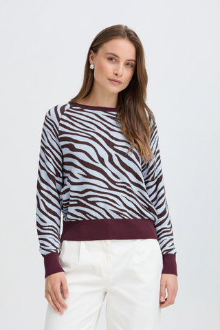 Zebra Pullover in Brown & Light Blue